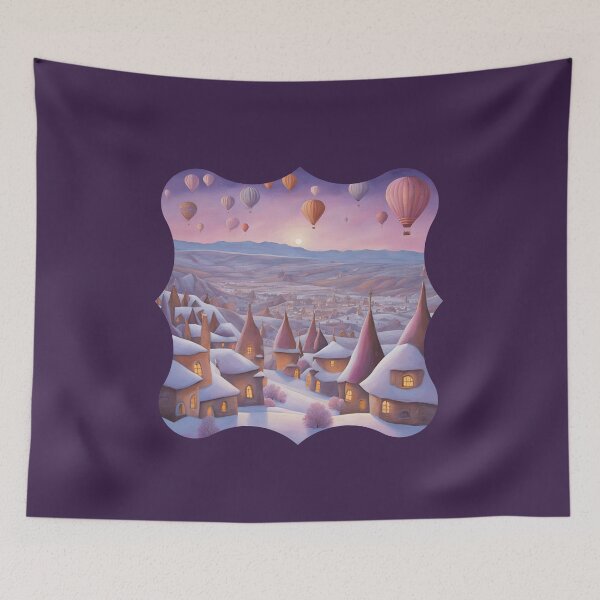 Item preview,  Hot Air Balloons and Fairytale Town with Snow View designed and sold by Diclebaybas.