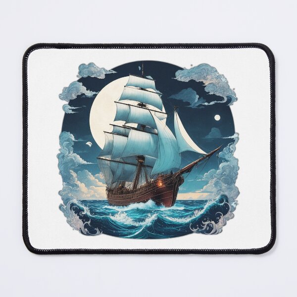 Item preview, Old, Majestic Galleon Sailing at Night with Full Moon designed and sold by NautiChic.