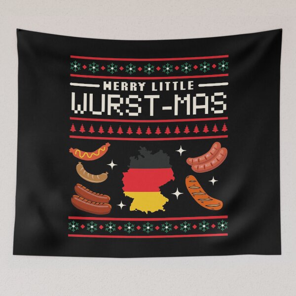 Item preview, German Ugly Christmas Sweater Merry Little Wurst-Mas designed and sold by WanderlustCoCo.