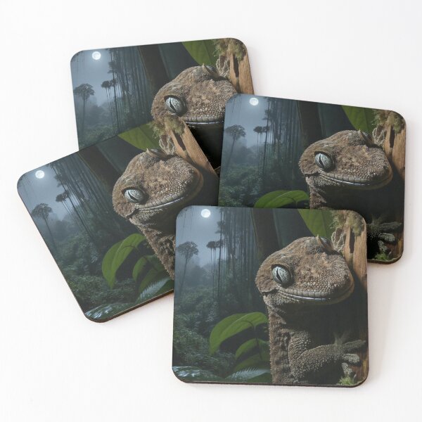 Item preview, Camouflaged Leachianus Gecko at Night - New Caledonian Wildlife designed and sold by NocturnalNook.