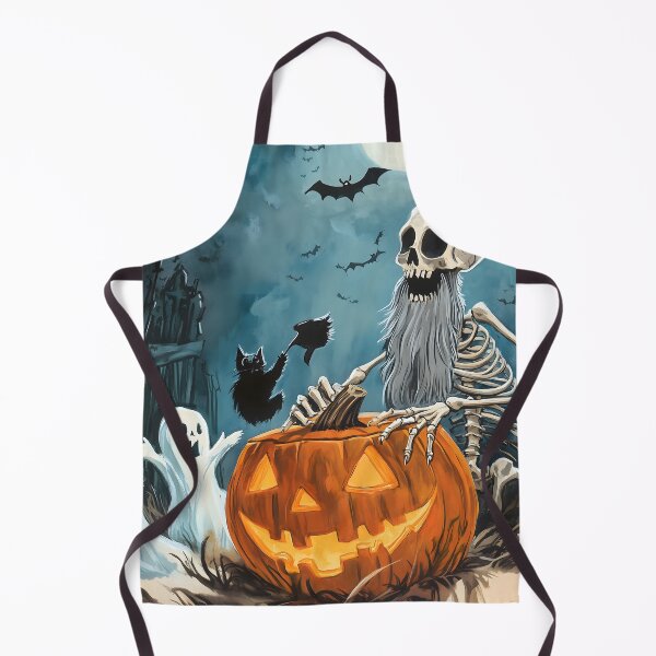 Item preview, Whimsical Halloween Skeleton Stuck in Pumpkin with Laughing Ghosts and Dancing Bats designed and sold by Soul-Sparks.