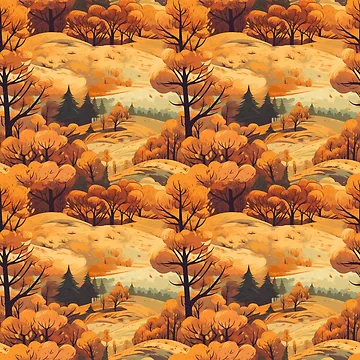 Artwork thumbnail, Colorful Fall Landscape Pattern by MirucaDesign
