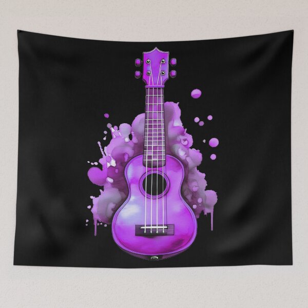 Item preview, Watercolor Painted Ukulele, Colorful Ukulele with Paint Splashes. Vivid Shades/ violet. designed and sold by My-fake-places.