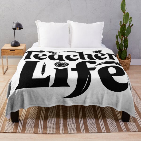 Item preview, Stylish Typography Design for Teachers - 'Teacher Life' Bold Black Letters with Apple and Pencil Accents, Modern and Trendy Professional Look designed and sold by UniGift.
