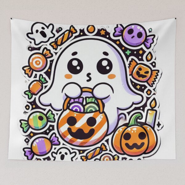 Item preview, Kawaii Ghost Trick-or-Treat designed and sold by JavisSRDesign.