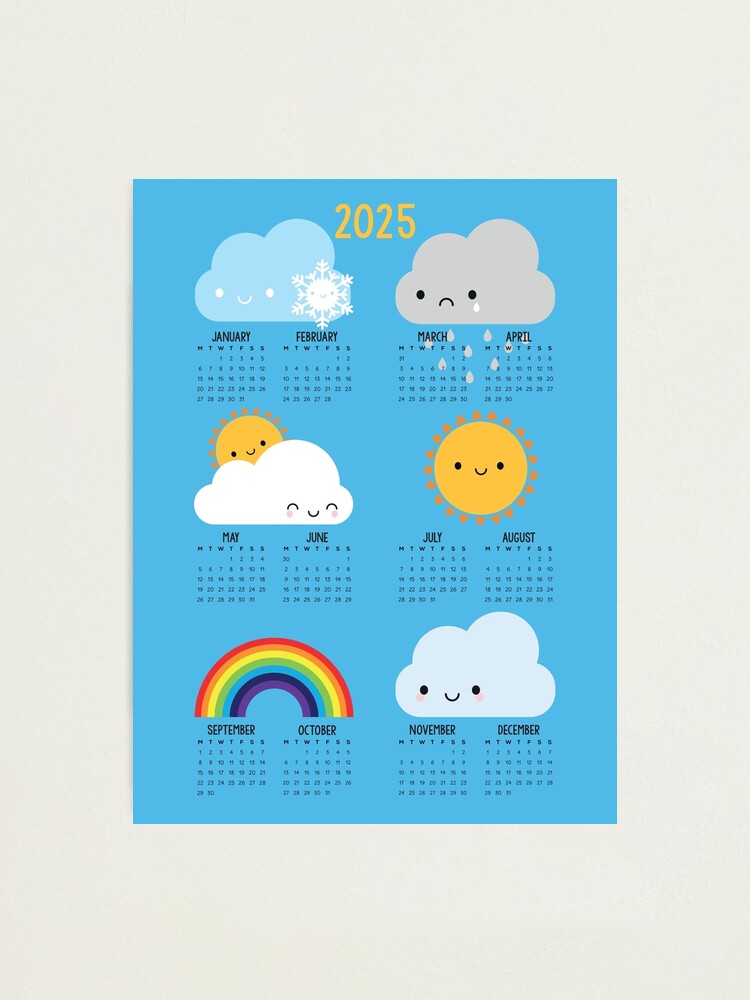Kawaii Skies Happy Weather 2025 Calendar kawaii-skies-happy-weather-2025-calendar-photographic-print-for-sale-by-marceline-smith-redbubble