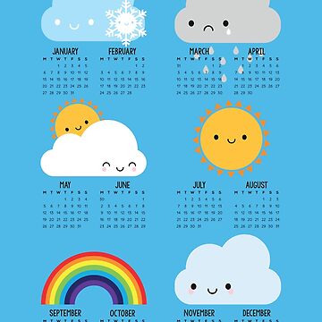 Artwork thumbnail, Kawaii Skies Happy Weather 2025 Calendar by marcelinesmith
