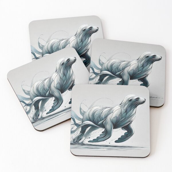 Item preview, Flowing Sea Lion – Ink and Cool Colors designed and sold by takeng07.