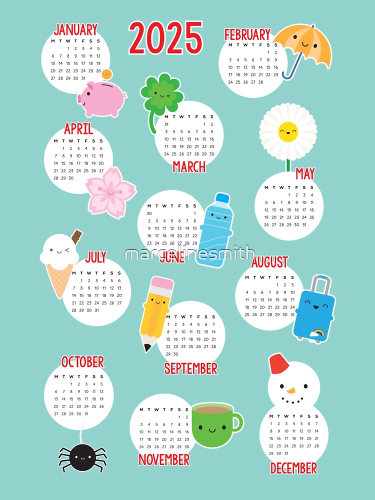 Thumbnail 3 of 3, Sticker, Kawaii Life 2025 Calendar designed and sold by marcelinesmith.