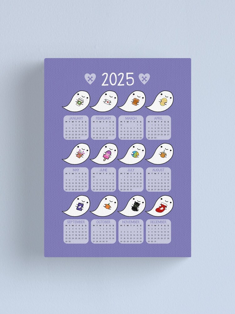 Thumbnail 1 of 3, Canvas Print, Kawaii Ghost Favourites 2025 Calendar designed and sold by marcelinesmith.