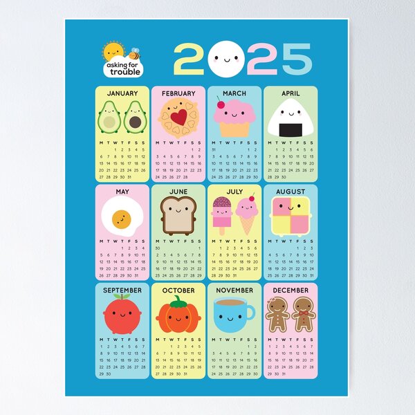 Kawaii Food 2025 Calendar Poster