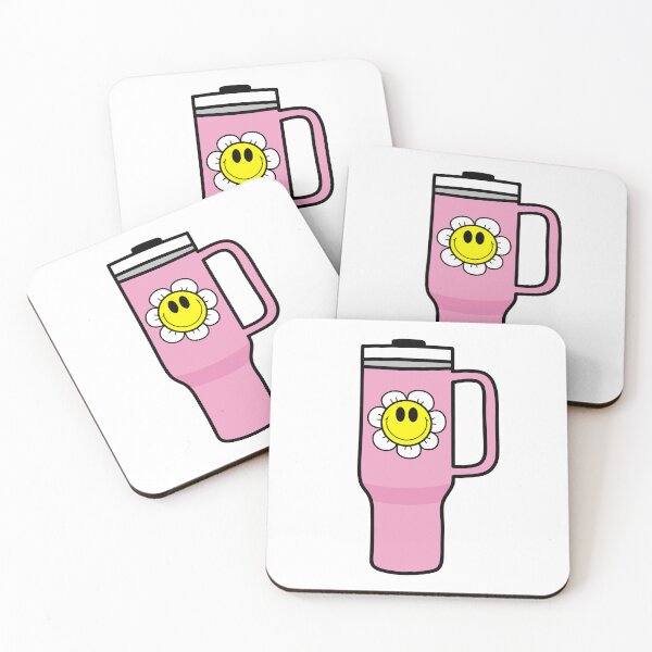 Item preview, Pink 40oz Tumbler Flask with Retro Smiley Face Flower - Coffee designed and sold by MrsCreative1.