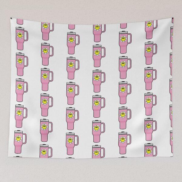 Item preview, Pink 40oz Tumbler Flask with Retro Smiley Face Flower - Coffee designed and sold by MrsCreative1.