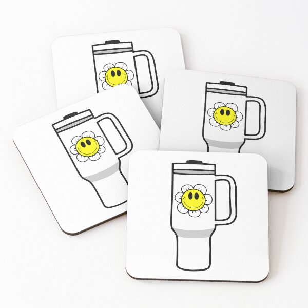 Item preview, White 40oz Tumbler Flask with Retro Smiley Face Flower - Coffee designed and sold by MrsCreative1.