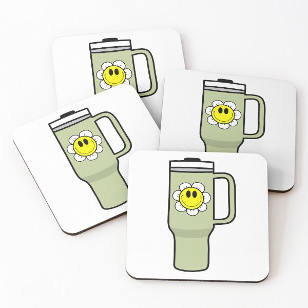 Item preview, Green 40oz Tumbler Flask with Retro Smiley Face Flower - Coffee designed and sold by MrsCreative1.