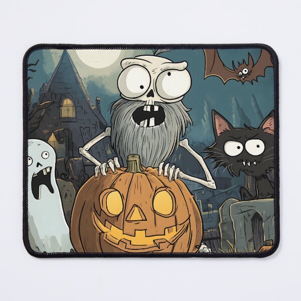 Item preview, Humorous Skeleton Pumpkin Mishap with Laughing Ghosts and Playful Graveyard designed and sold by Soul-Sparks.