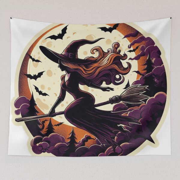 Item preview, Midnight Witch Flying Silhouette designed and sold by JavisSRDesign.