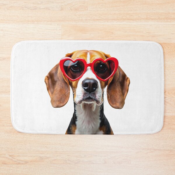 Item preview, Funny cool Beagle dog wearing a heart shape sunglasses designed and sold by LazyOwlStore.