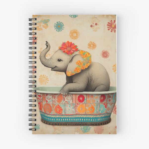 Item preview, Elephant in the bathtub with a shower cap and bright colors designed and sold by celiacreatec.