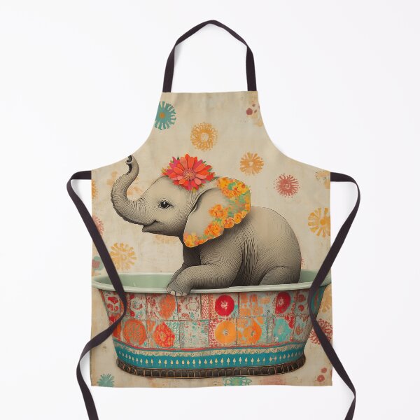 Item preview, Elephant in the bathtub with a shower cap and bright colors designed and sold by celiacreatec.