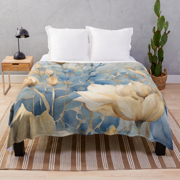 Item preview, Golden and Blue Blossoms Elegance designed and sold by Hummy-studio.