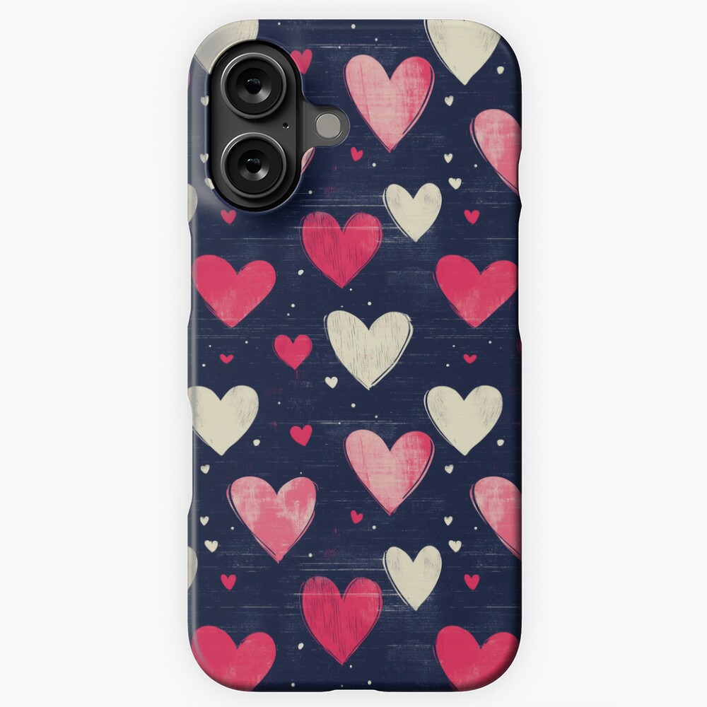 iPhone Snap Case: Sweetheart Confetti - Pink and White Heart Pattern
