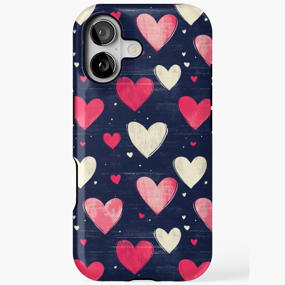 iPhone Magsafe Tough Case Sweetheart Confetti - Pink and White Heart Pattern iPhone Magsafe Tough Case