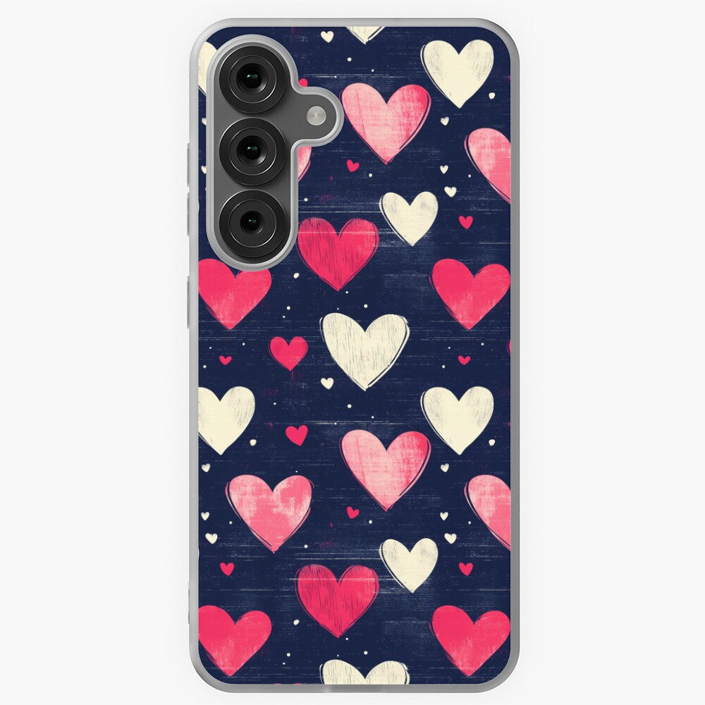 Samsung Galaxy Soft Case — Sweetheart Confetti (Pink and White Hearts)
