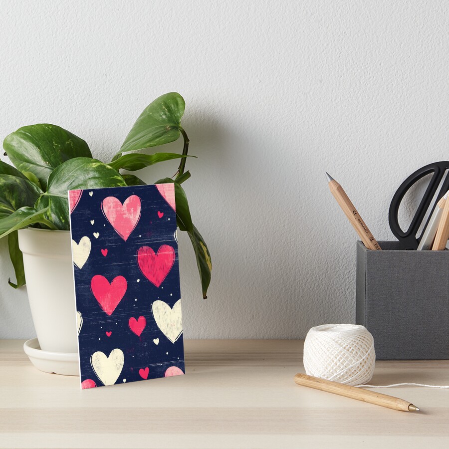 Art Board Print — Sweetheart Confetti (Pink and White Hearts)