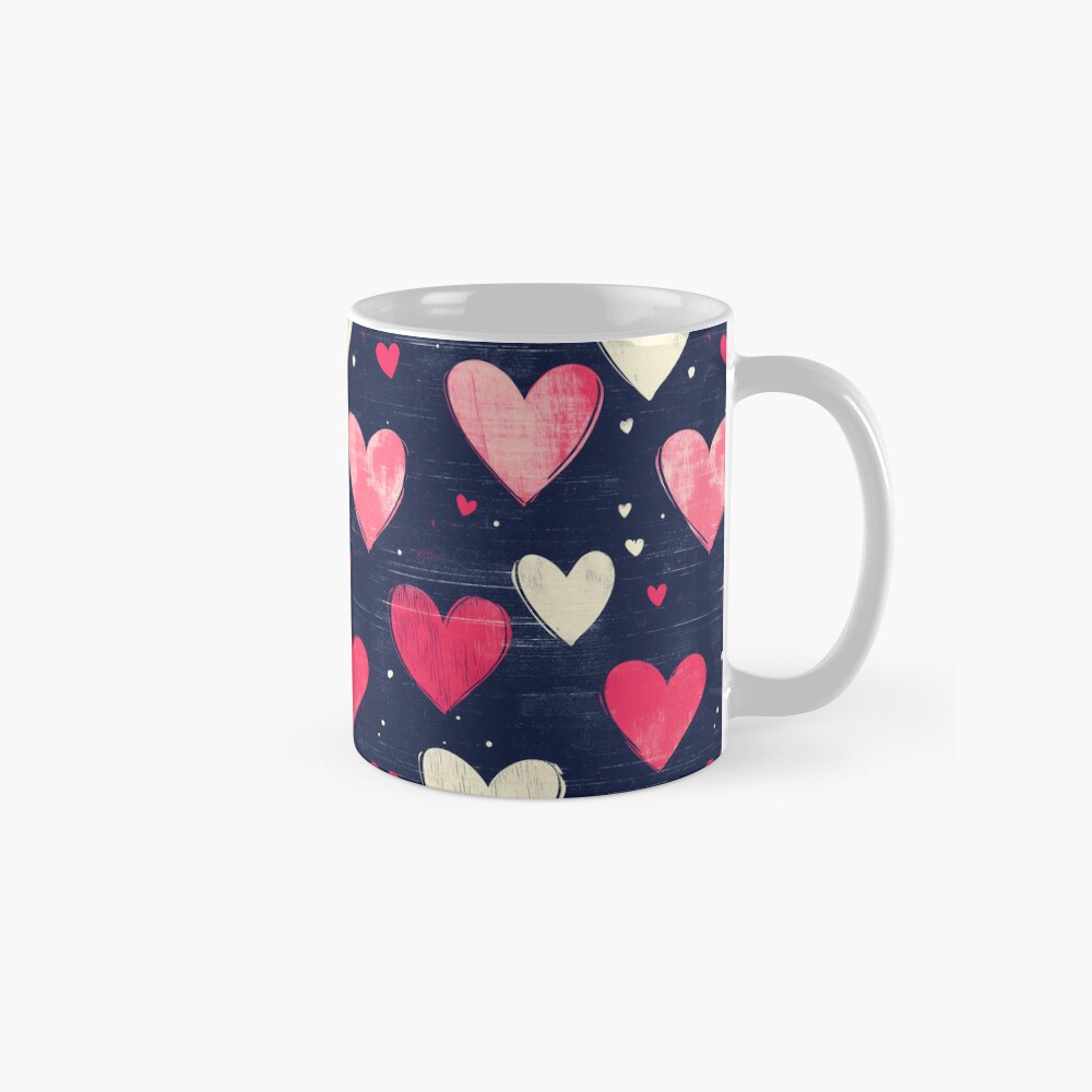 Classic Mug Sweetheart Confetti - Pink and White Heart Pattern Classic Mug