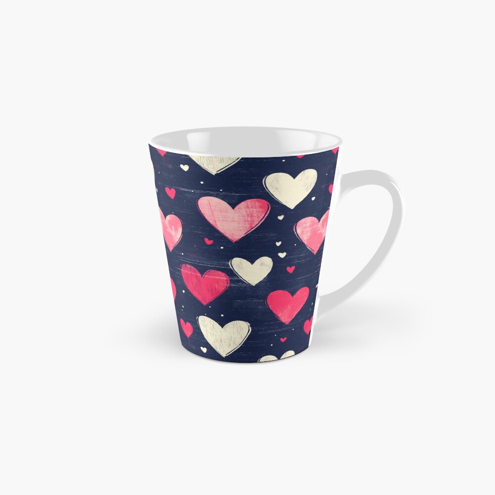 Tall Mug: Sweetheart Confetti (Pink and White Heart Pattern)