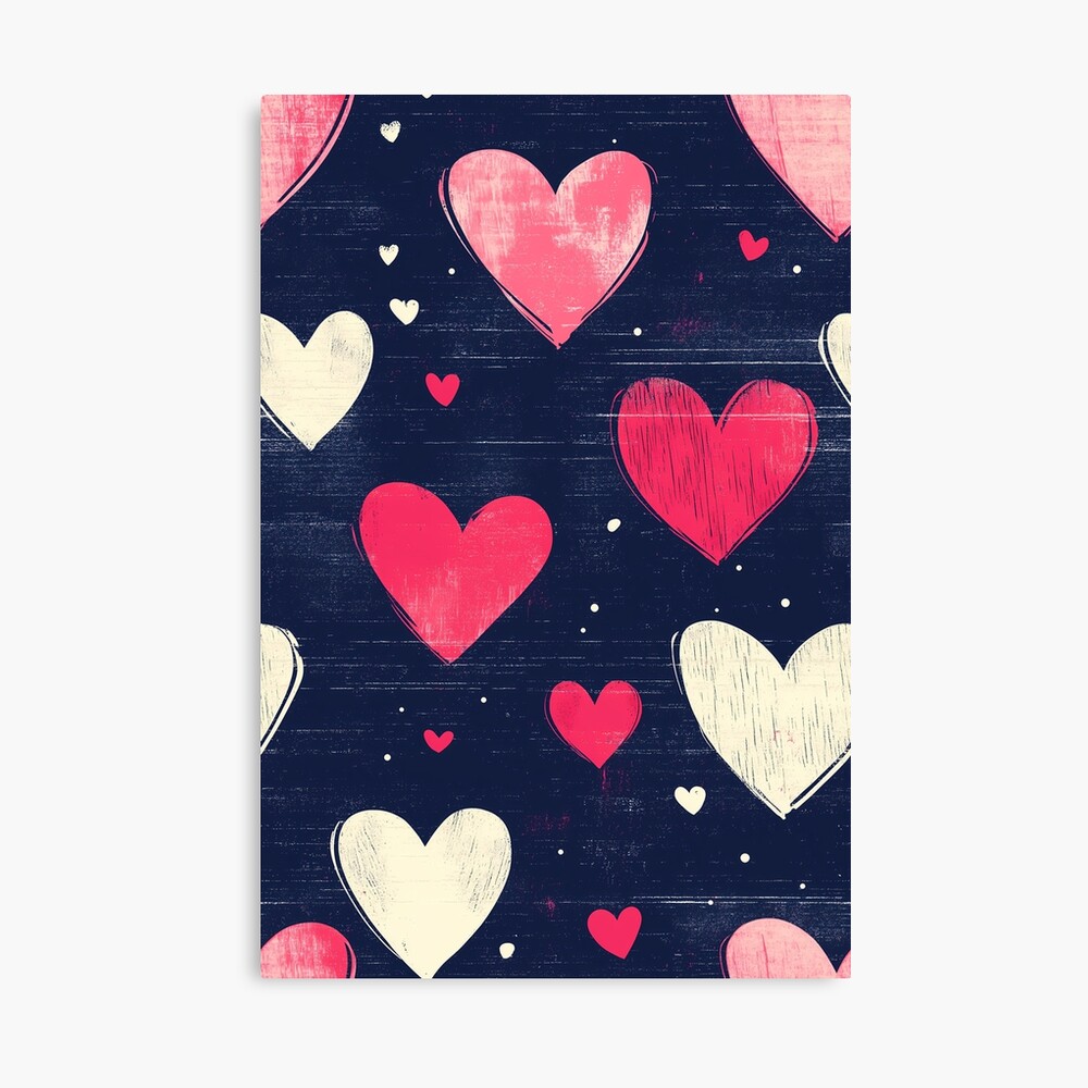 Canvas Print Sweetheart Confetti - Pink and White Heart Pattern