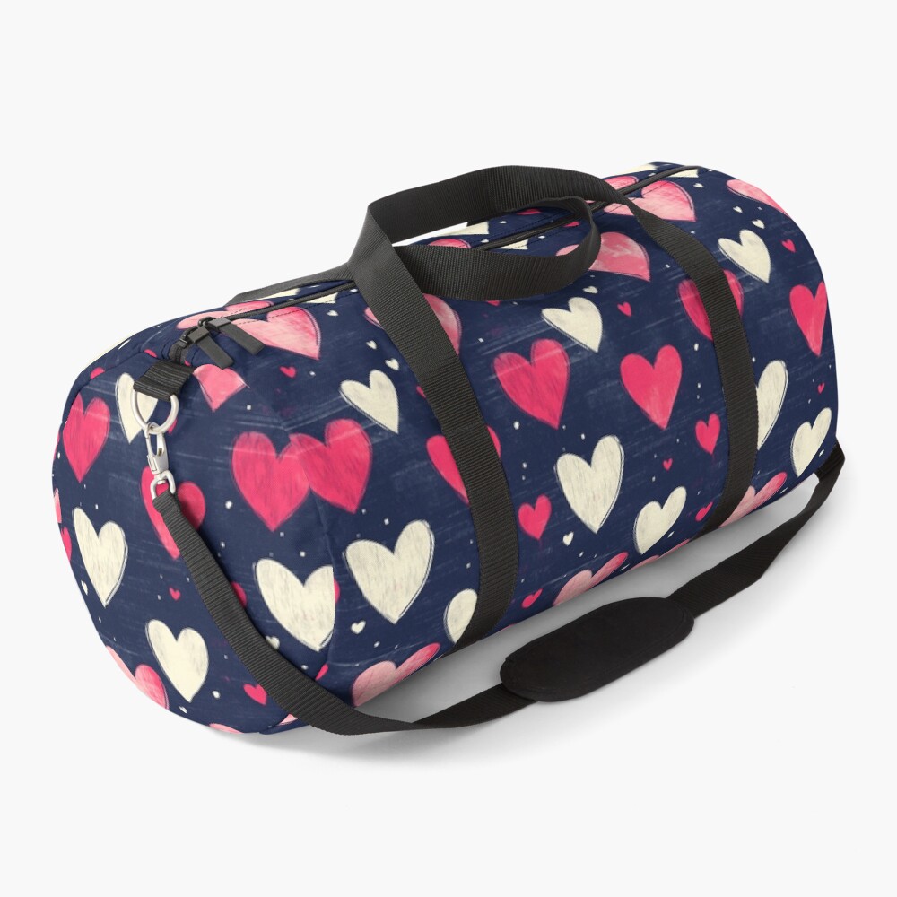 Duffle Bag — Sweetheart Confetti (Pink and White Hearts)