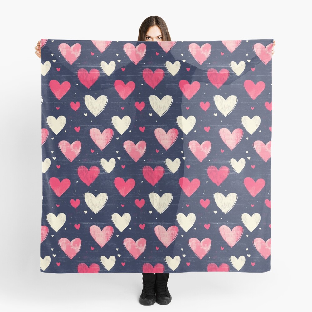 Scarf Sweetheart Confetti - Pink and White Heart Pattern