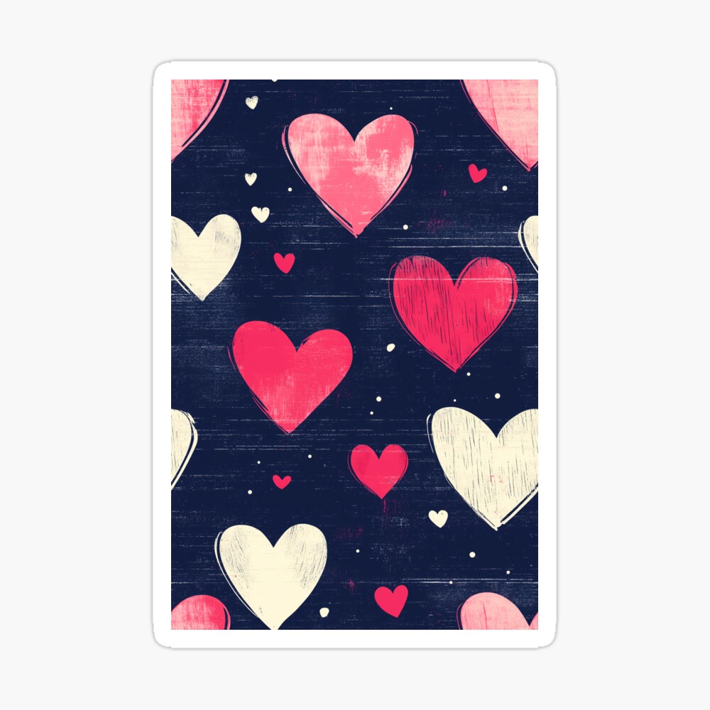 Glossy Sticker: Sweetheart Confetti (Pink and White Heart Pattern)