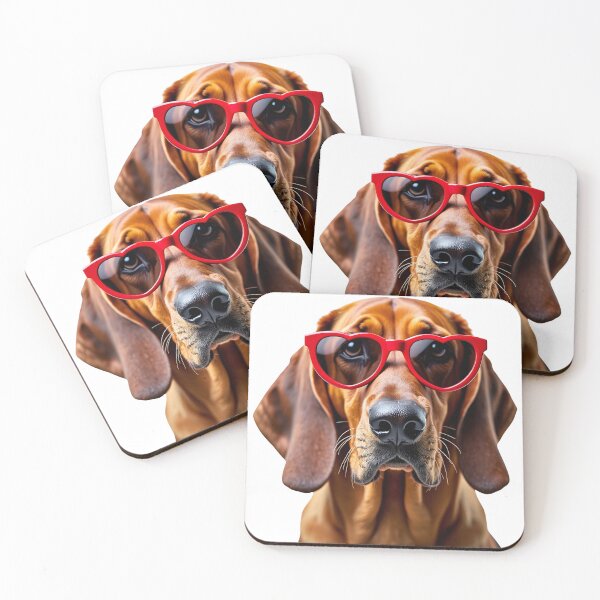 Item preview, Funny cool Bloodhound dog wearing a heart shape sunglasses designed and sold by LazyOwlStore.