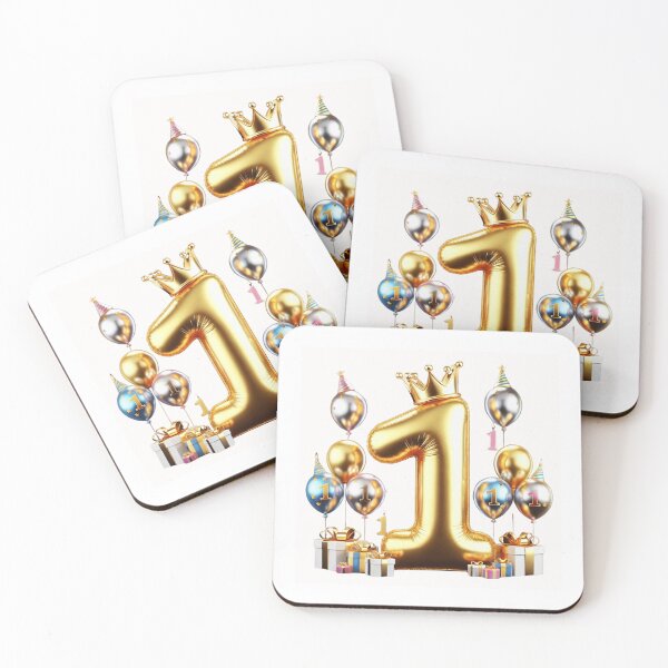 Item preview, Golden Balloon Number 1 with Crown and Party Decorations  designed and sold by momo9981.