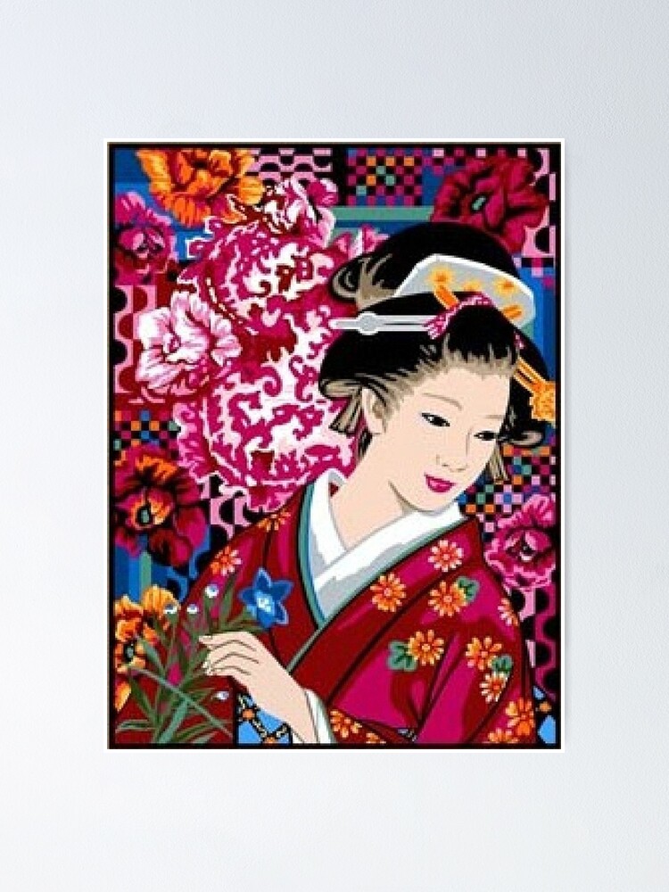 A0 canvas large japanese tokyo japan geisha girl old vintage painting art