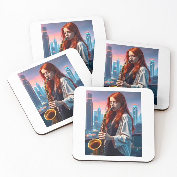 Item preview, Beautiful Redhead Woman Playing Saxophone designed and sold by JoyPhotoArt.