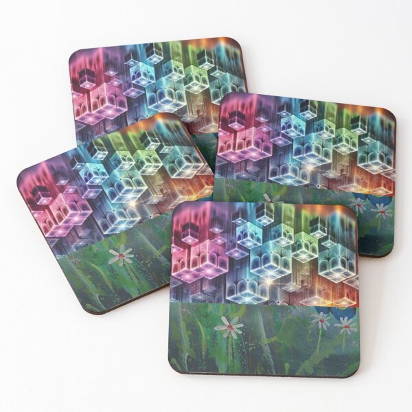 Item preview, Gradient Cubes Meet hand Painted lilies designed and sold by annenambiro.
