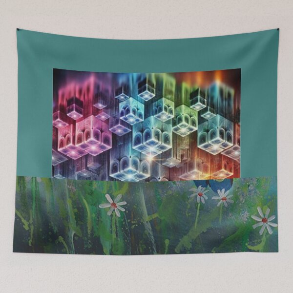 Item preview, Gradient Cubes Meet hand Painted lilies designed and sold by annenambiro.