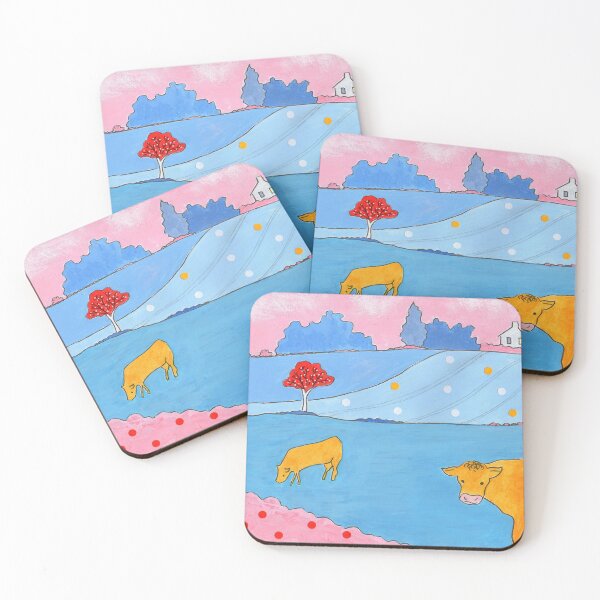 Item preview, Happy Orange Cows In Blue Fields designed and sold by SomeHappyThing.