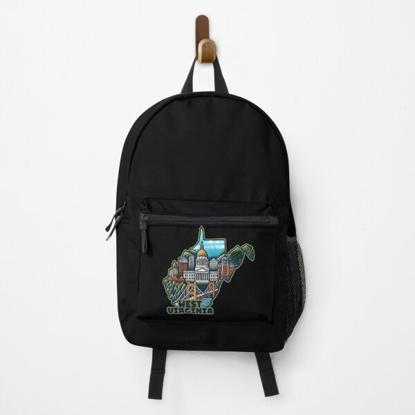 Item preview, West Virginia State Map USA Skyline and Landmarks Illustration- travel souvenir art designed and sold by Unitepeople.