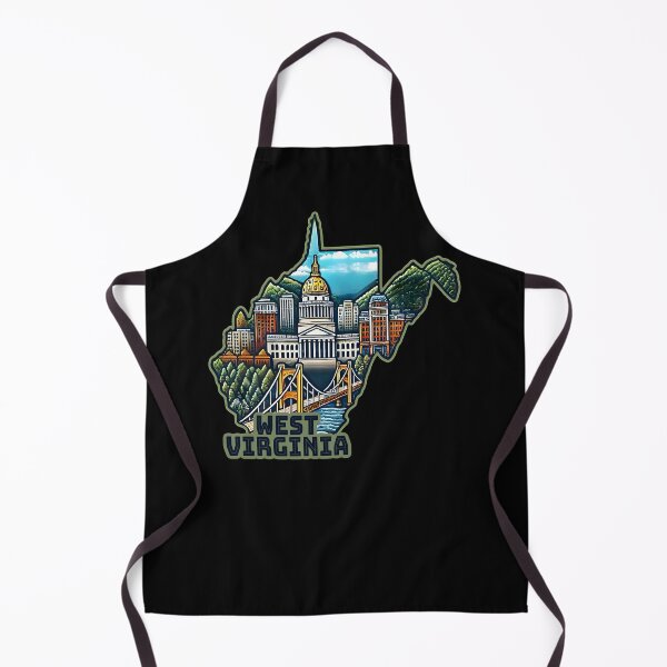 Item preview, West Virginia State Map USA Skyline and Landmarks Illustration- travel souvenir art designed and sold by Unitepeople.