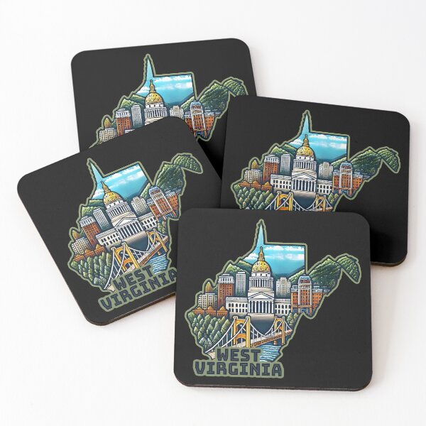 Item preview, West Virginia State Map USA Skyline and Landmarks Illustration- travel souvenir art designed and sold by Unitepeople.