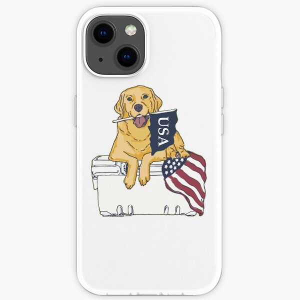 Dog on Cooler with Flag iPhone Soft Case