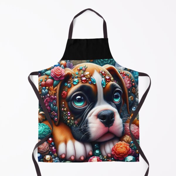 Item preview, Crystal decorated boxer puppy portrait designed and sold by EmeraldeaArt.