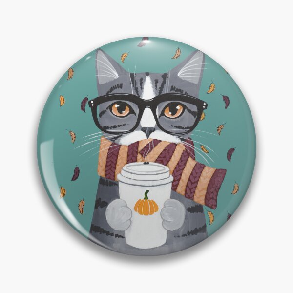 Item preview, Grey Tabby Autumn Coffee Cat designed and sold by KilkennyCat Art.