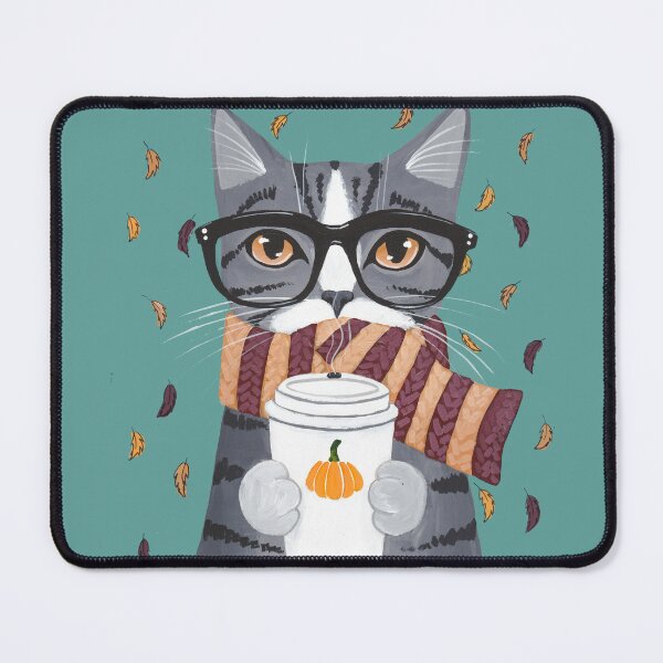 Item preview, Grey Tabby Autumn Coffee Cat designed and sold by KilkennyCat Art.