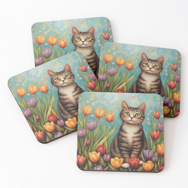 Item preview, Gato atigrado en un jardín de tulipanes: la belleza de la naturaleza designed and sold by Ninastudio789.